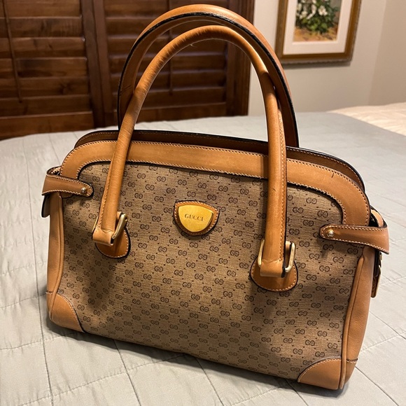 1970s Gucci 2-handle tan purse